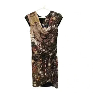 Helmut Lang Mini Brown and Black Silk Blend Dress Size 4, Pre-Owned.